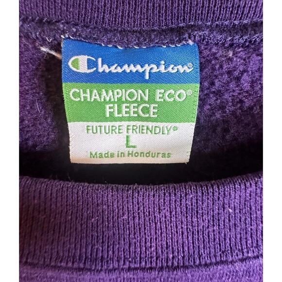 Vtg Clemson Tigers Champion Applique Letters Purple Crewneck Sweatshirt Sz L Y2K - Picture 5 of 16